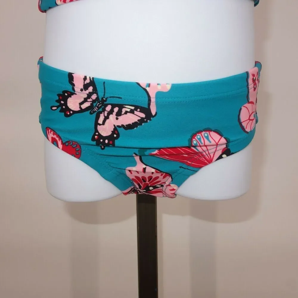 NEW Hanna Andersson Teal Aqua Butterfly Tankini Swimsuit Size 80 18-24 months